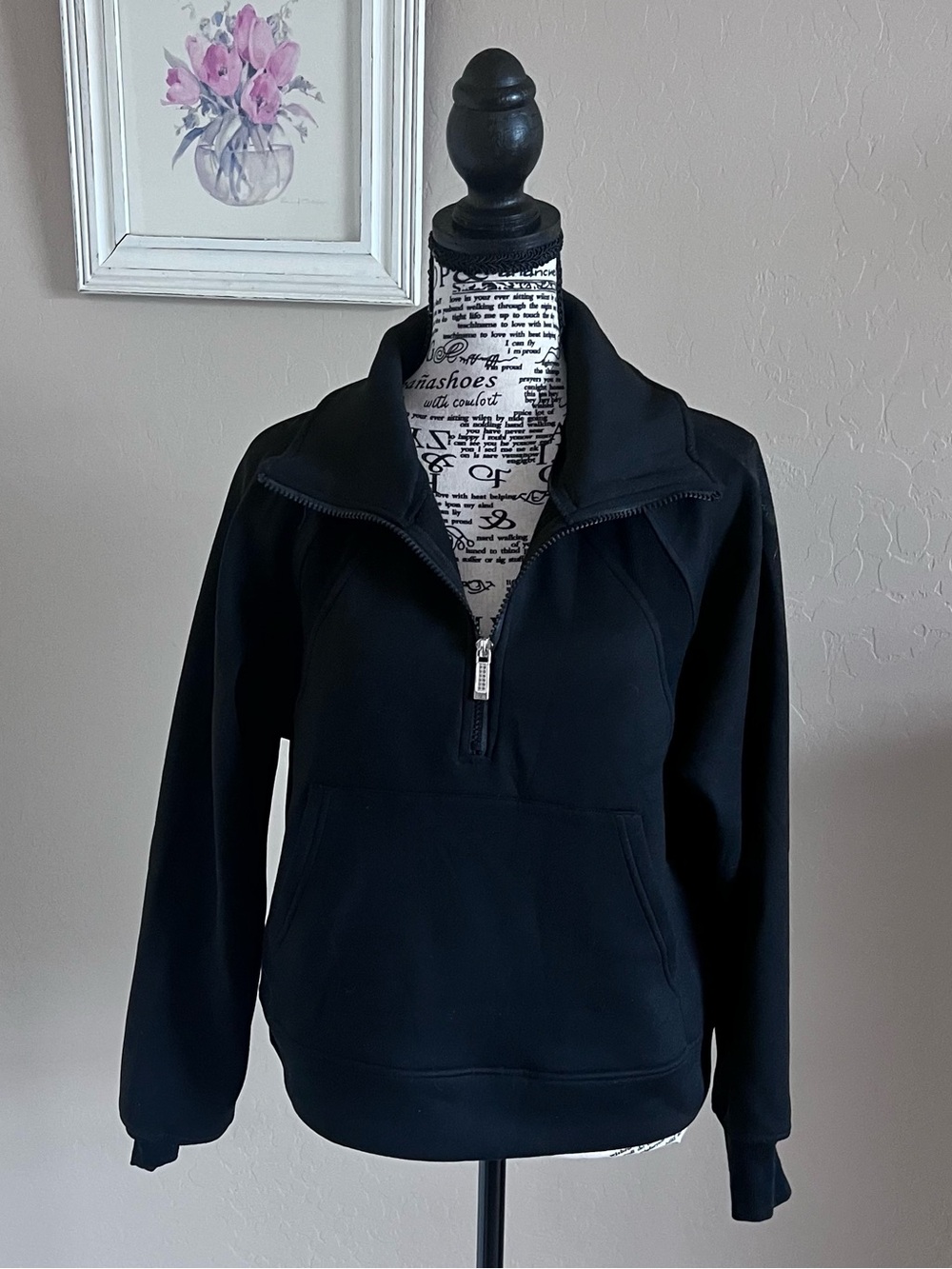 Black Half-Zip Pullover Hoodie - Women's Sweatshirt